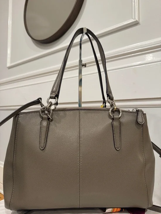 Coach Bag Christie Gray Fog Saffiano Leather Shoulder Satchel